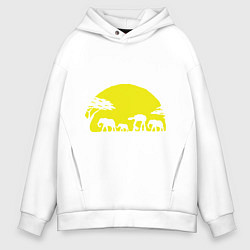 Толстовка оверсайз мужская Слоники на закате, цвет: белый