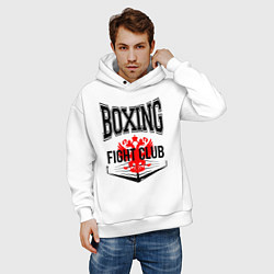 Толстовка оверсайз мужская Boxing fight club Russia, цвет: белый — фото 2