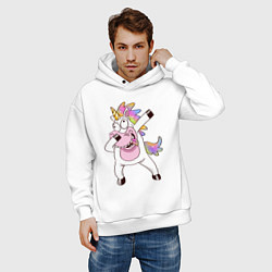 Толстовка оверсайз мужская Dabbing Unicorn, цвет: белый — фото 2