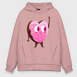 Толстовка оверсайз мужская Пончик, цвет: пыльно-розовый