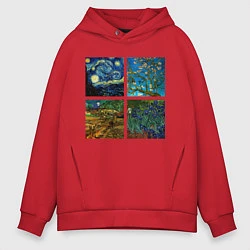 Толстовка оверсайз мужская Ван Гог картины, цвет: красный
