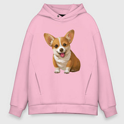 Толстовка оверсайз мужская Корги, цвет: светло-розовый