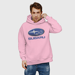 Толстовка оверсайз мужская SUBARU, цвет: светло-розовый — фото 2