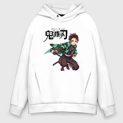Толстовка оверсайз мужская KIMETSU NO YAIBA, цвет: белый
