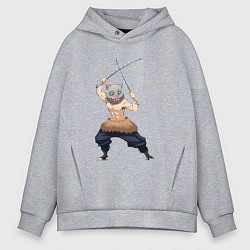 Толстовка оверсайз мужская KIMETSU NO YAIBA, цвет: меланж