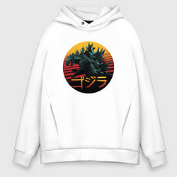 Толстовка оверсайз мужская Godzilla in circle, цвет: белый