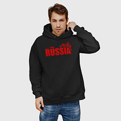 Толстовка оверсайз мужская Russia, цвет: черный — фото 2