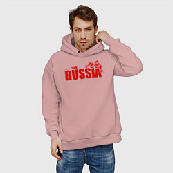 Толстовка оверсайз мужская Russia, цвет: пыльно-розовый — фото 2