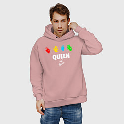 Толстовка оверсайз мужская Queen, цвет: пыльно-розовый — фото 2