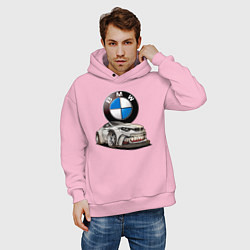 Толстовка оверсайз мужская BMW оскал, цвет: светло-розовый — фото 2