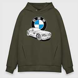Толстовка оверсайз мужская BMW, цвет: хаки