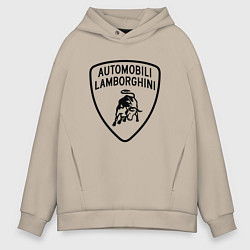 Толстовка оверсайз мужская Lamborghini Logo Dark, цвет: миндальный