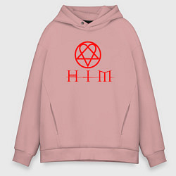 Толстовка оверсайз мужская HIM LOGO RED, цвет: пыльно-розовый