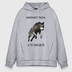 Толстовка оверсайз мужская Волк, цвет: меланж