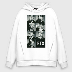 Толстовка оверсайз мужская BTS, цвет: белый