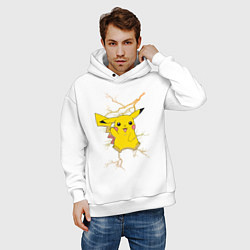 Толстовка оверсайз мужская Pikachu, цвет: белый — фото 2