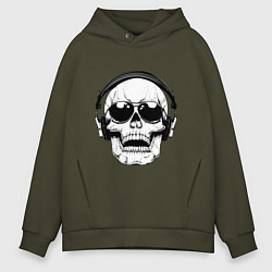 Толстовка оверсайз мужская Skull Music lover, цвет: хаки