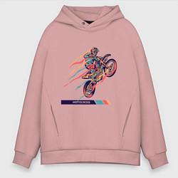Толстовка оверсайз мужская Motocross Z, цвет: пыльно-розовый