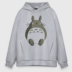 Толстовка оверсайз мужская Тоторо с прозрачным пузиком, цвет: меланж