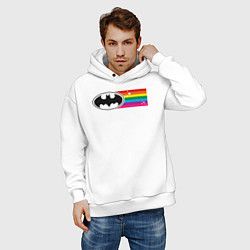 Толстовка оверсайз мужская Batman Rainbow Logo цвета белый — фото 2