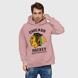 Толстовка оверсайз мужская CHICAGO BLACKHAWKS NHL, цвет: пыльно-розовый — фото 2