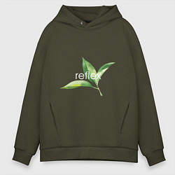 Толстовка оверсайз мужская Reflex листья, цвет: хаки