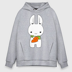Толстовка оверсайз мужская Зайчик с морковкой, цвет: меланж