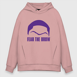 Толстовка оверсайз мужская Lakers - Fear The Brow, цвет: пыльно-розовый