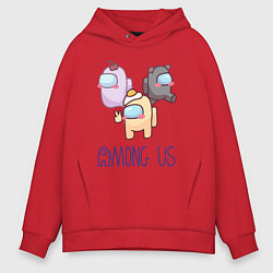Толстовка оверсайз мужская Among Us, цвет: красный