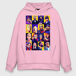Толстовка оверсайз мужская Легенды Рэпа, цвет: светло-розовый
