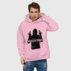 Толстовка оверсайз мужская Watch dogs 2 Z, цвет: светло-розовый — фото 2