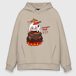 Толстовка оверсайз мужская Genshin Impact Paimon food, цвет: миндальный