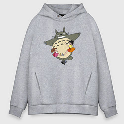 Толстовка оверсайз мужская Тоторо и девочки, цвет: меланж