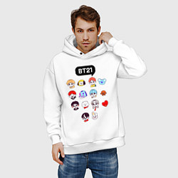 Толстовка оверсайз мужская BTS BT21, цвет: белый — фото 2