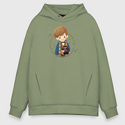 Толстовка оверсайз мужская Newt Scamander and Niffler, цвет: авокадо