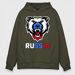Толстовка оверсайз мужская Русский медведь, цвет: хаки