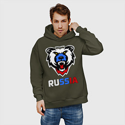 Толстовка оверсайз мужская Русский медведь, цвет: хаки — фото 2