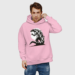 Толстовка оверсайз мужская Годзилла, цвет: светло-розовый — фото 2