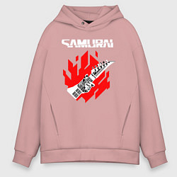 Толстовка оверсайз мужская CYBERPUNK 2077 SAMURAI, цвет: пыльно-розовый