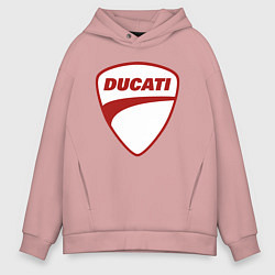 Толстовка оверсайз мужская Ducati Logo Дукати Лого Z, цвет: пыльно-розовый