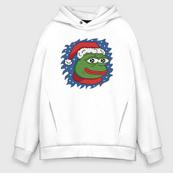 Толстовка оверсайз мужская Pepe New Year, цвет: белый