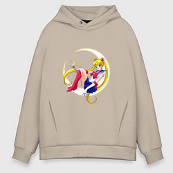 Толстовка оверсайз мужская Sailor Moon, цвет: миндальный