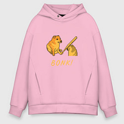 Толстовка оверсайз мужская Doge Bonk go to horny jail, цвет: светло-розовый