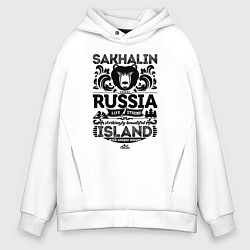 Толстовка оверсайз мужская Сахалин Остров Экстрим, цвет: белый