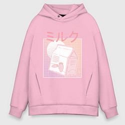 Толстовка оверсайз мужская Vaporwave Strawberry Milk, цвет: светло-розовый