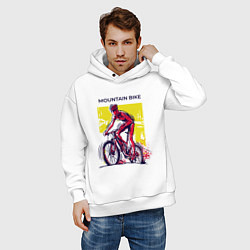 Толстовка оверсайз мужская Mountain Bike велосипедист, цвет: белый — фото 2