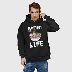 Толстовка оверсайз мужская Ramen life, цвет: черный — фото 2