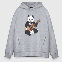 Толстовка оверсайз мужская Панда гитарист Panda Guitar, цвет: меланж
