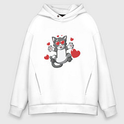 Толстовка оверсайз мужская Love Cat, цвет: белый