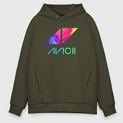 Толстовка оверсайз мужская AVICII RAIBOW, цвет: хаки